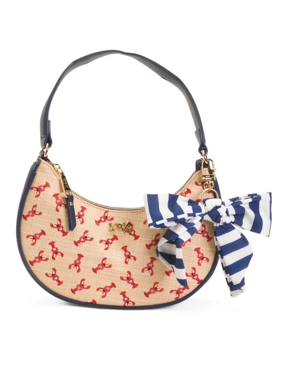 Betsey Johnson Straw Lobster Shoulder Bag with Bow Charm NWT